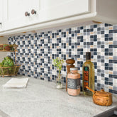 Black and Beige Stone Wallpaper Stonelike Mosaic Wall Tiles Modern Sticker Peel and Stick